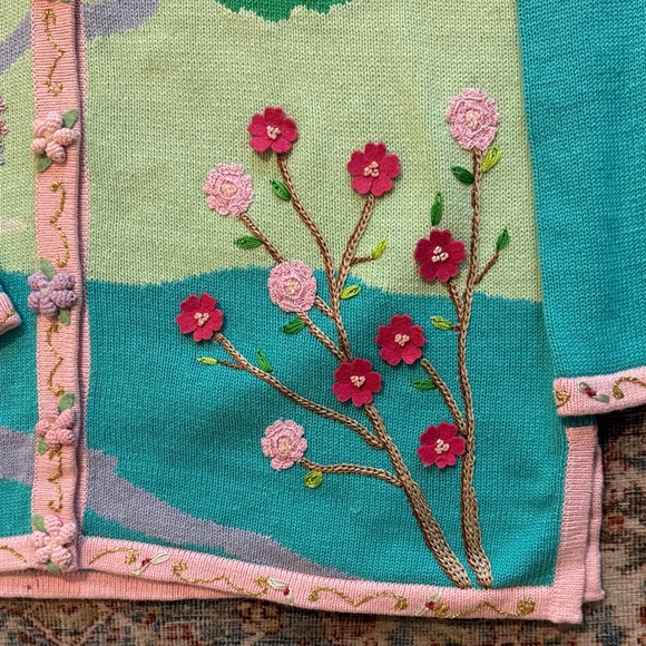 Colorful NWT Storybook Knits Shangria La  Floral Women's Cardigan size 1X - Picture 4 of 8